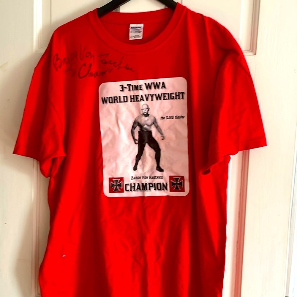 WWE AWA NWA WWA Baron Von Raschke T-Shirt (autographed)